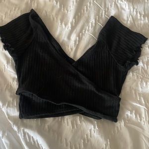 Shein black sweater crop top